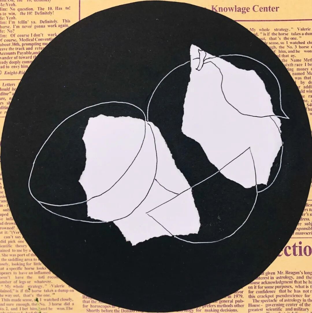 Tear white card and paste onto black card