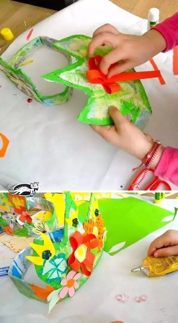 Add cardboard flowers