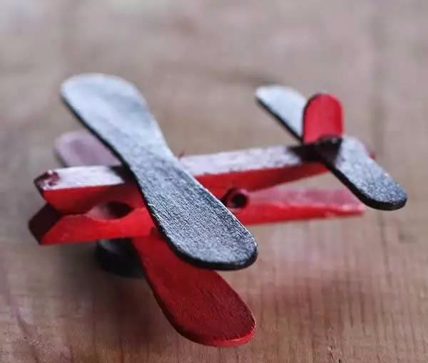 Wooden clothespin airplane model 1