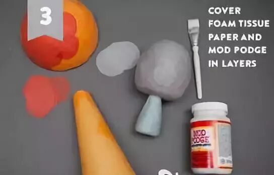 Use Mod Podge glue to cover the foam surface with cut circular thin paper